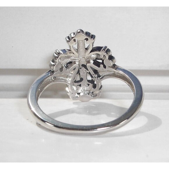 925 STERLING SILVER  Antique Style Dainty Cross Ring - Picture 10 of 16